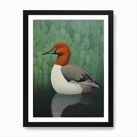 Ohara Koson Inspired Bird Painting Canvasback 1 Art Print