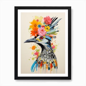 Bird With A Flower Crown Roadrunner 1 Art Print
