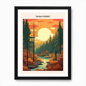 Taiga Forest Midcentury Travel Poster Art Print