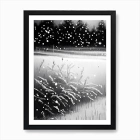 Snowflakes On A Field,Snowflakes Black & White 2 Art Print