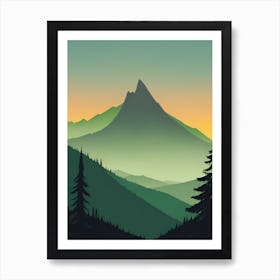 Misty Mountains Vertical Composition In Green Tone 188 Art Print