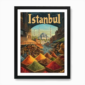 Aihrgdesign A Mid Century Modern Travel Poster For Istanbul Art Print