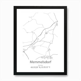 Memmelsdorf,Germany Minimalist Map Art Print