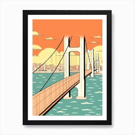 Akashi Kaikyo Bridge Japan Colourful 3 Art Print