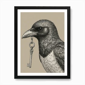 Crow With Key Art Print