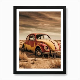 Vw Beetle In The Desert Art Print