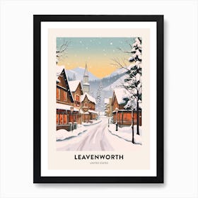 Vintage Winter Travel Poster Leavenworth Washington 3 Art Print