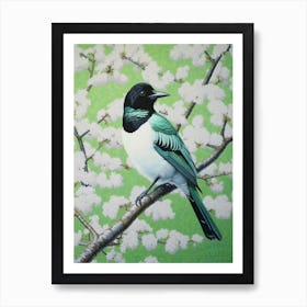 Ohara Koson Inspired Bird Painting Magpie 6 Art Print