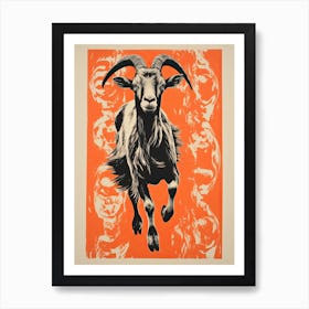 Goat, Woodblock Animal Drawing 3 Art Print