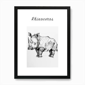B&W Rhinoceros Poster Art Print