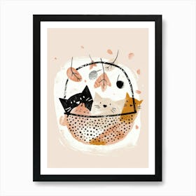 Cats In A Basket 1 Art Print