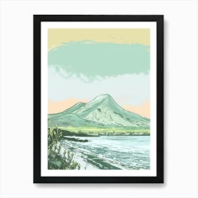 Mount Vesuvius Italy Color Line Drawing (3) Art Print