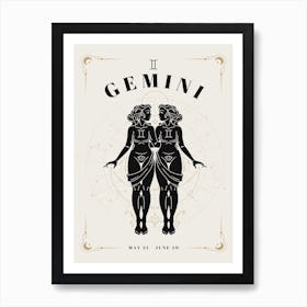 Gemini Zodiac Celestial Woman Art Print