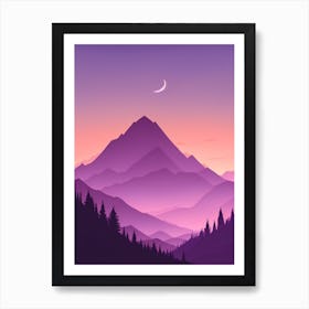 Misty Mountains Vertical Composition In Purple Tone 68 Art Print