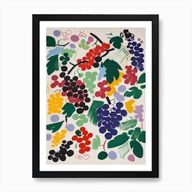 Grapes Fruit Drawing 2 Art Print