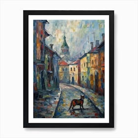 Painting Of Moscow Russia With A Cat In The Style Of Impressionism 4 Art Print