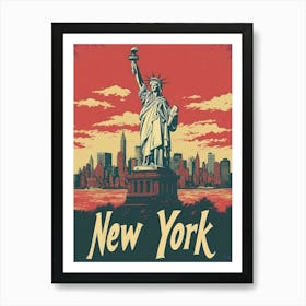 Aihrgdesign A Retro Travel Poster For New York Featuring The 4 Art Print