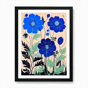 Blue Flower Illustration Love In A Mist Nigella 2 Art Print