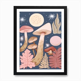 Magic Spring Mushrooms Illustration 12 Art Print