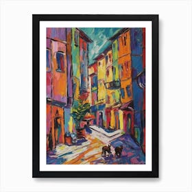 Painting Of Istanbul With A Cat In The Style Of Fauvism 2 Art Print