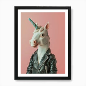 Punky Toy Unicorn In A Leather Jacket 2 Art Print