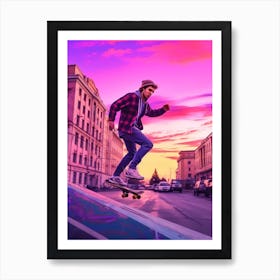 Skateboarding In Moscow, Russia Futuristic 2 Art Print