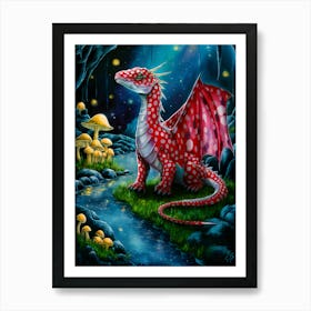 Red Dragon In The Forest Art Print