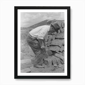 Removing The Rough Edges From Adobe Bricks With Trowel, Penasco, New Mexico By Russell Lee Art Print