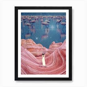 Flamingos Sky Art Print