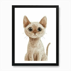 Devon Rex Cat Clipart Illustration 4 Art Print