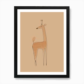 Giraffe - Boho, Line Art 11 Art Print