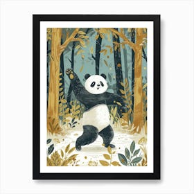 Giant Panda Dancing In The Woods Storybook Illustration 4 Art Print