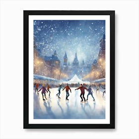 Christmas Ice Skating Art Print