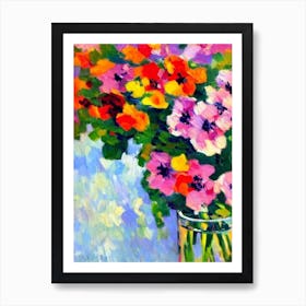 Primrose Floral Abstract Block Colour 1 Flower Art Print