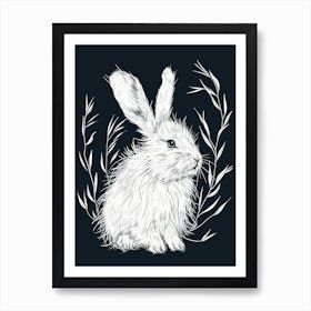 English Angora Rabbit Minimalist Illustration 4 Art Print