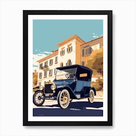 A Ford Model T In French Riviera Car Illustration 1 Art Print