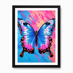 Pop Art Blue Morpho Butterfly 2 Art Print