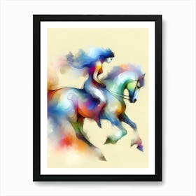 Colorful Horse Rider Art Print