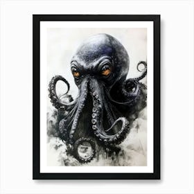 Black Octopus ocean life Art Print