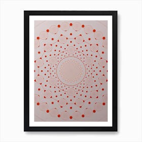 Geometric Glyph Abstract Circle Array in Tomato Red n.0093 Art Print