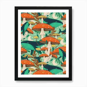 Surreal Woodland Whale Art Print