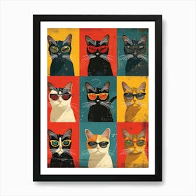 Beautiful Painting Funky Cats 17 Art Print