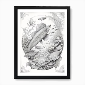 Beni Kumonryu Koi Fish Haeckel Style Illustastration Art Print