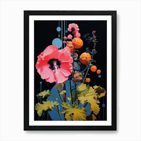 Surreal Florals Hollyhock 1 Flower Painting Art Print