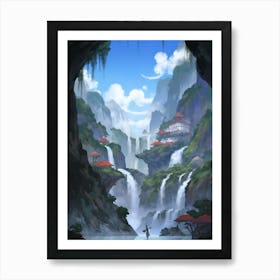 Waterfall In The Mountains 2 Art Print