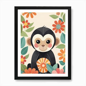 Floral Baby Monkey Nursery Illustration (5) 1 Art Print