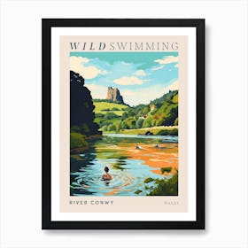 Wild Swimming At River Conwy Wales 2 Poster Art Print