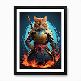 Samurai Cat 2 Art Print