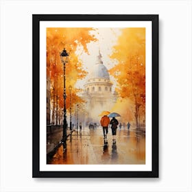 Rome Italy In Autumn Fall, Watercolour 3 Art Print