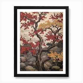 Cherry 3 Vintage Autumn Tree Print  Art Print